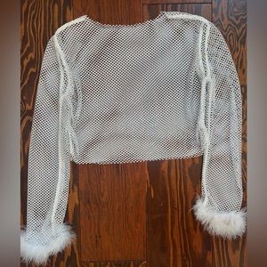 Sparkle top with fur sleeves